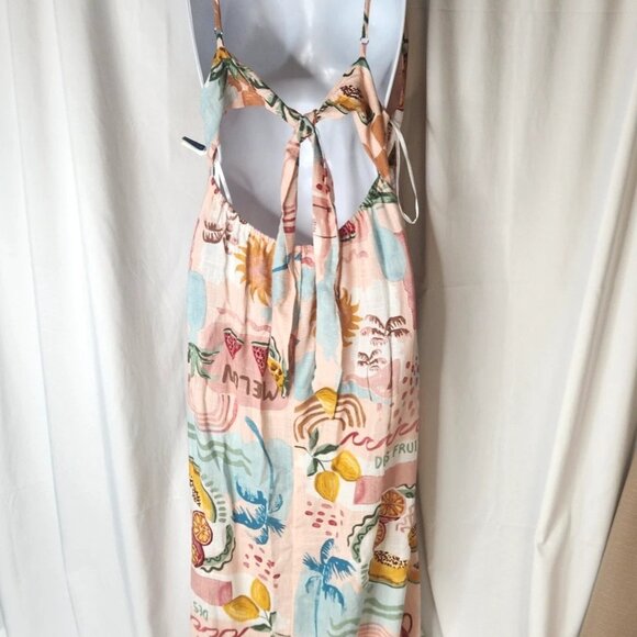 Paper Heart Women's Size Large Linen Blend Fryit Maxi Dress Palm Resortwear New - Picture 4 of 7